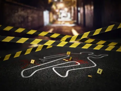Crime scene of a murder case. 3D illustration.